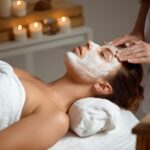 young woman mask face relaxing spa salon scaled