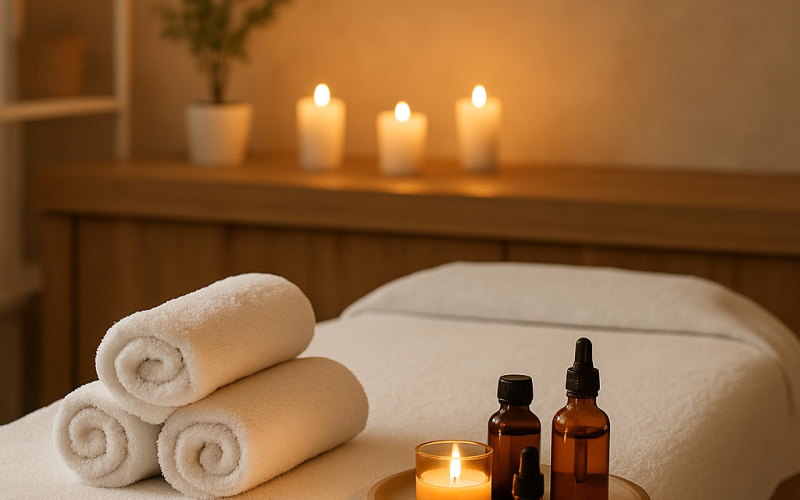 serene spa ambience with candle light